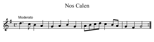 Nos Calen - staff notation