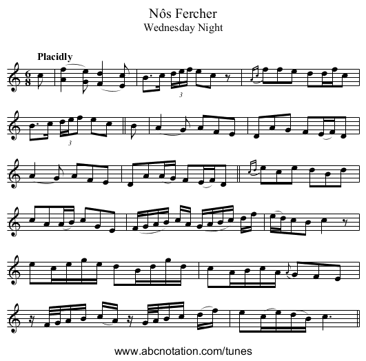 Nôs Fercher - staff notation