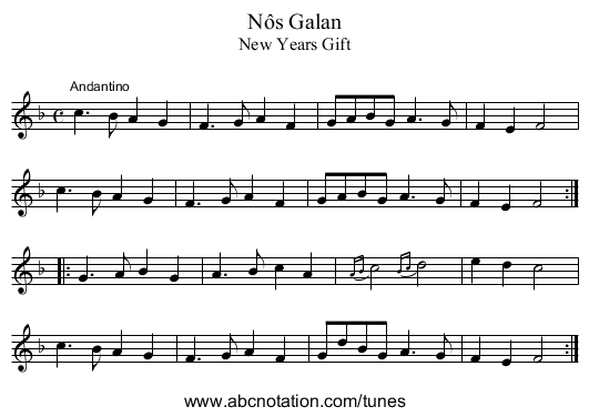 Nôs Galan - staff notation
