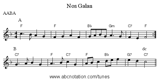 Nos Galan - staff notation