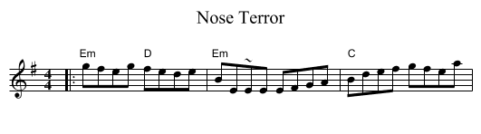 Nose Terror - staff notation