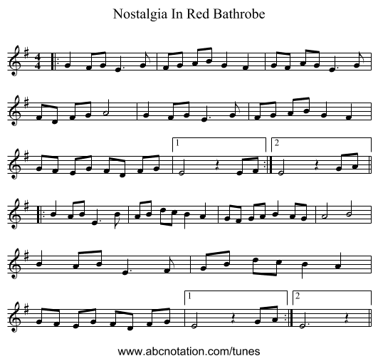 Nostalgia In Red Bathrobe - staff notation