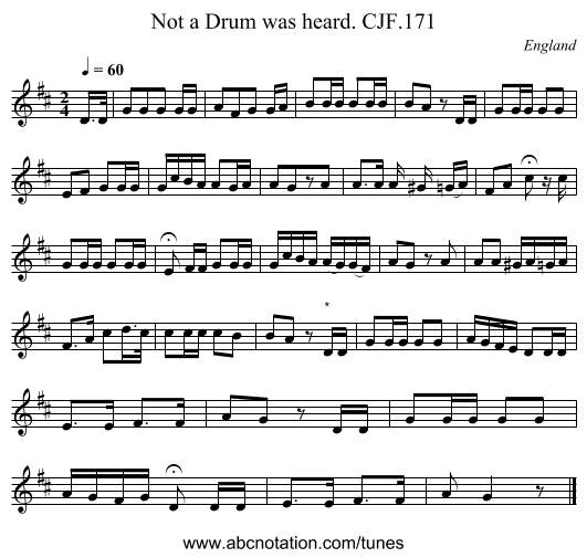 Not a Drum was heard. CJF.171 - staff notation