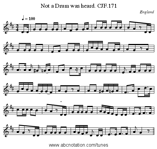 Not a Drum was heard. CJF.171 - staff notation