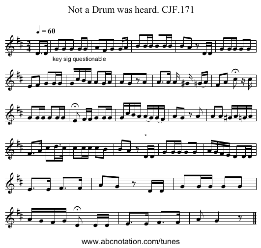 Not a Drum was heard. CJF.171 - staff notation