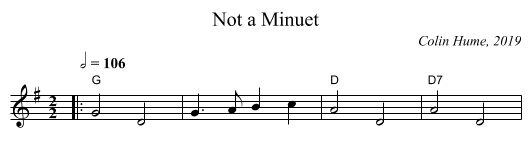 Not a Minuet - staff notation