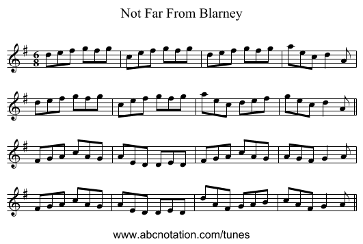 Not Far From Blarney - staff notation