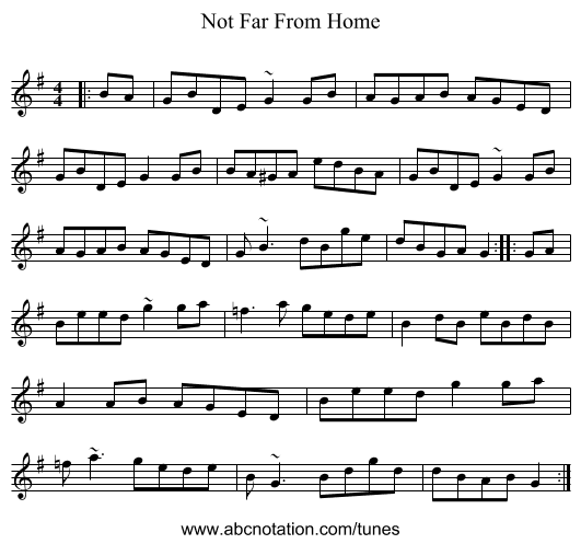 Not Far From Home - staff notation