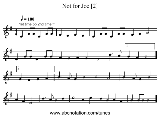 Not for Joe [2] - staff notation