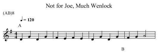 Not for Joe, Much Wenlock - staff notation