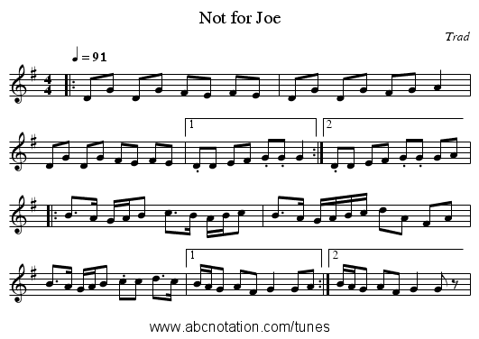 Not for Joe - staff notation