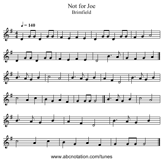 Not for Joe - staff notation