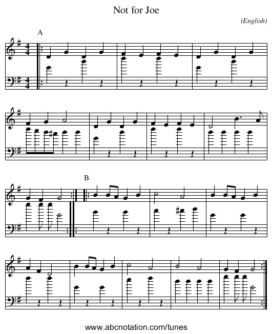 Not for Joe - staff notation