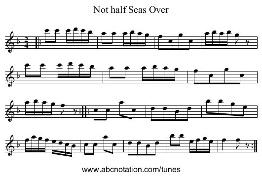 Not half Seas Over - staff notation