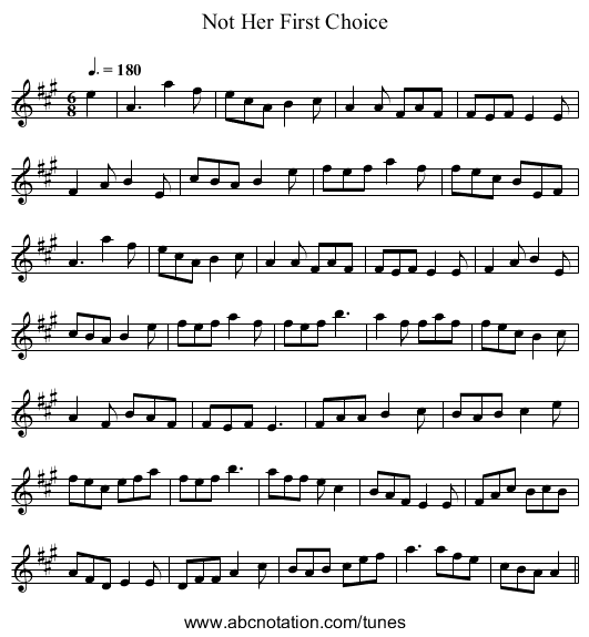Not Her First Choice - staff notation