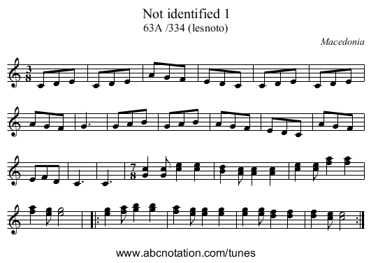 Not identified 1 - staff notation