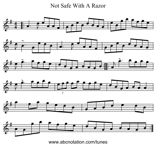Not Safe With A Razor - staff notation