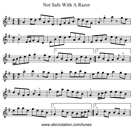 Not Safe With A Razor - staff notation