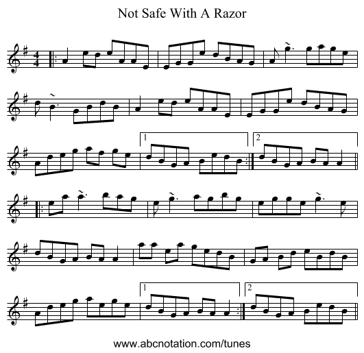 Not Safe With A Razor - staff notation