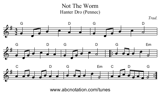 Not The Worm - staff notation