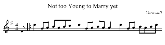 Not too Young to Marry yet - staff notation