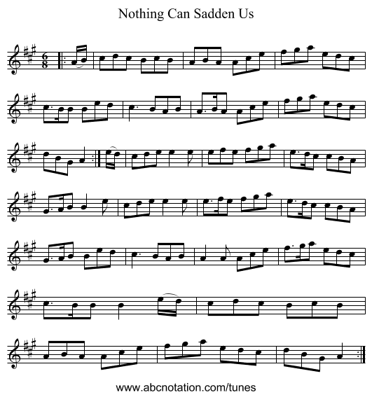 Nothing Can Sadden Us - staff notation