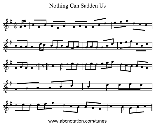 Nothing Can Sadden Us - staff notation