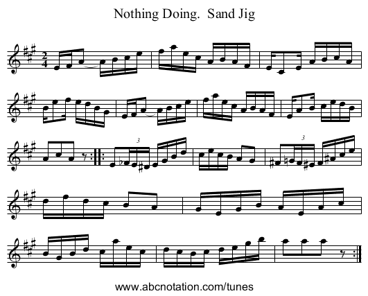 Nothing Doing. Sand Jig - staff notation