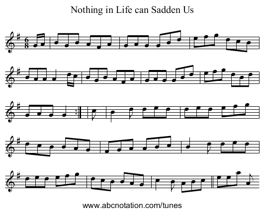 Nothing in Life can Sadden Us - staff notation