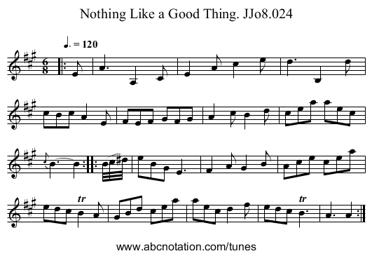 Nothing Like a Good Thing. JJo8.024 - staff notation