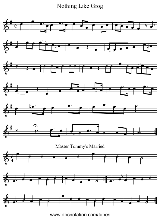 Nothing Like Grog - staff notation