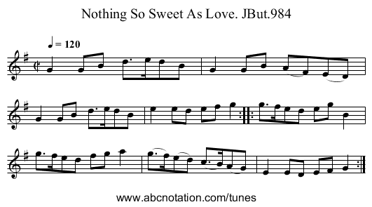 Nothing So Sweet As Love. JBut.984 - staff notation