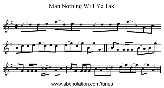 Nothing Will Ye Tak', Man - staff notation