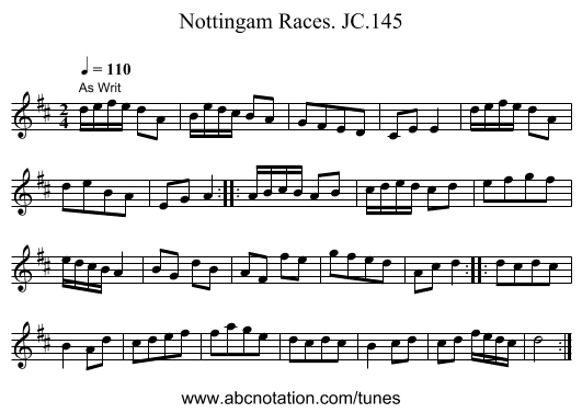 Nottingam Races. JC.145 - staff notation