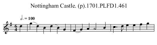 Nottingham Castle. (p).1701.PLFD1.461 - staff notation