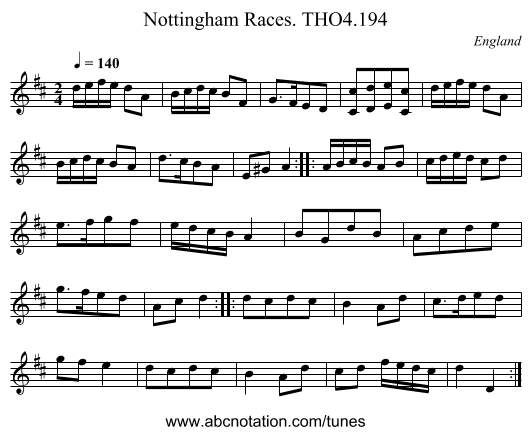 Nottingham Races. THO4.194 - staff notation