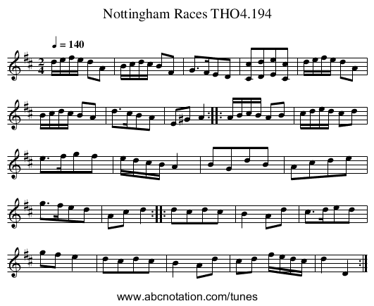 Nottingham Races THO4.194 - staff notation