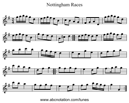 Nottingham Races - staff notation