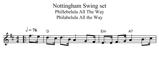 Nottingham Swing set - staff notation