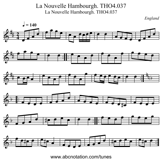 Nouvelle Hambourgh. THO4.037, La - staff notation