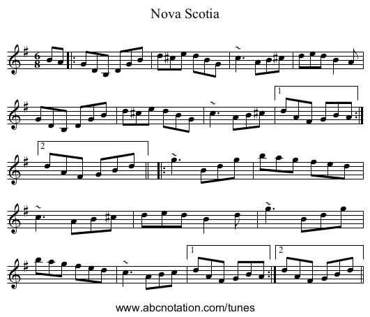 Nova Scotia - staff notation