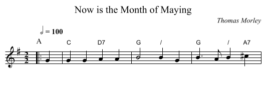 Now is the Month of Maying - staff notation