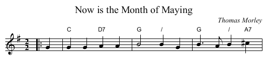 Now is the Month of Maying - staff notation