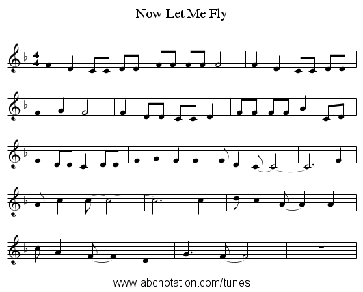Now Let Me Fly - staff notation
