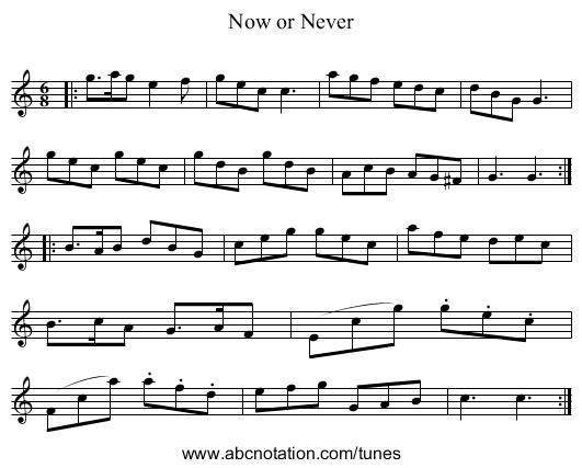 Now or Never - staff notation