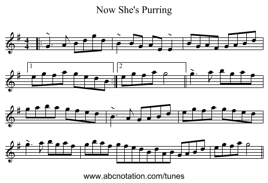 Now She's Purring - staff notation