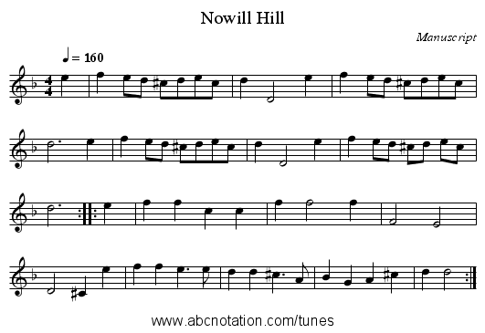 Nowill Hill - staff notation
