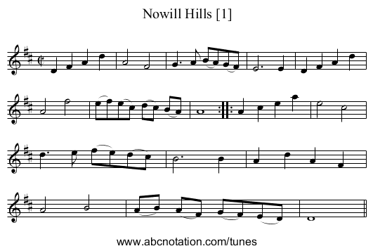 Nowill Hills [1] - staff notation