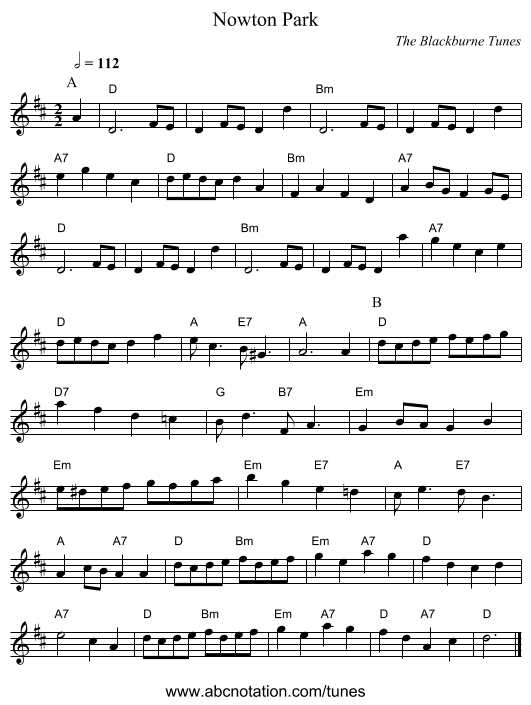 Nowton Park - staff notation
