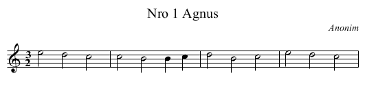 Nro 1 Agnus - staff notation